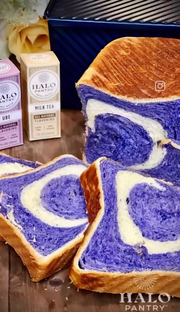 ube milk tea bread , easy japanese milk bread recipes, ube extract, ube bread recipes