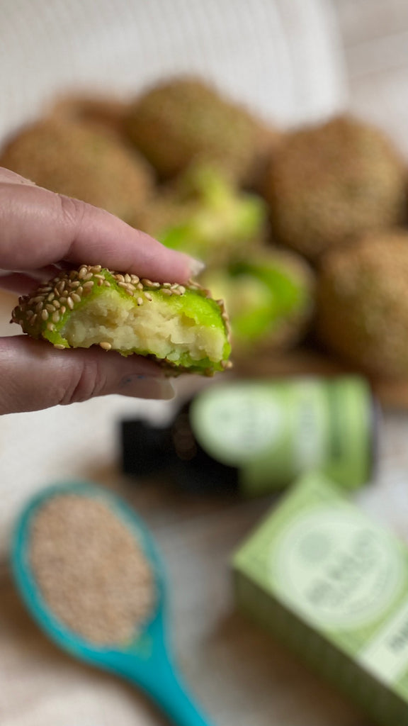 pandan recipe ideas, sesame balls, best natural pandan flavoring , pandan extract, colorless pandan